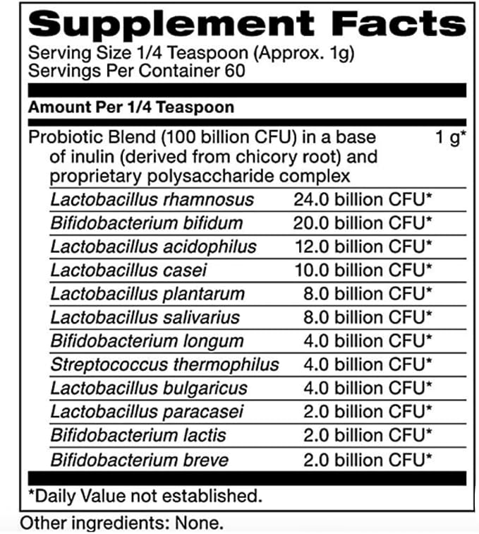 Klaire Labs SFI Health Ther-Biotic Complete Probiotic Powder - 100 Billion CFU - Men's and Women's Probiotics for Digestive Health & Immune Support - Dairy-Free, Hypoallergenic (64g, 2 Pack)
