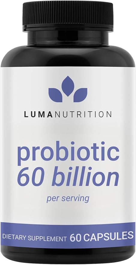 Luma Nutrition Probiotics 60 Billion CFU Per Serving with Prebiotics - Probiotics for Women and Men - Formulated for Digestive Enzyme Health - Vegan & Gluten-Free - 60 Capsules