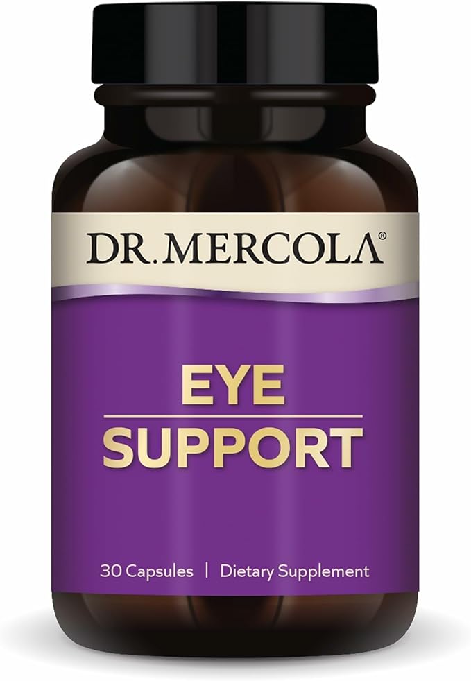 Dr. Mercola Eye Support - Supports Eye & Vision Health - with Lutein, Zeaxanthin, Organic Astaxanthin & Black Currant - Non-GMO, Gluten-Free & Soy Free - 30 Capsules (30 Servings)