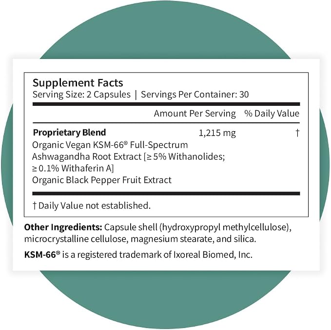 Pattern Wellness Ashwagandha Complex for Men & Women – Organic KSM-66® & Black Pepper Extract – Supports Stress Response & Energy Balance – Non-GMO – 360 Vegan Capsules