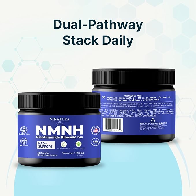 VINATURA NMNH (NMN Supplement Alternative) Nicotinamide Riboside & TMG - NAD Supplement for Anti-Aging - 60 Capsules