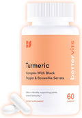 Bettervits Turmeric Curcumin Supplement with Black Pepper and Boswellia Serrata | Organic 1000mg Turmeric Supplement for Enhanced Absorption and Vitamin C | Joint Support - Non-GMO | 60 Vegan Capsules