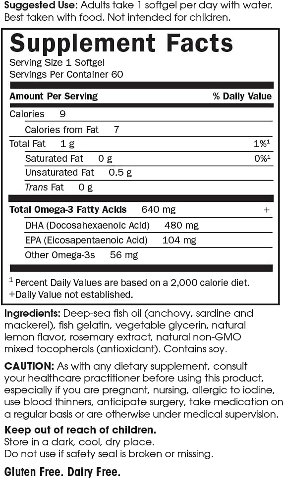 Garden of Life Prenatal DHA Omega 3 Fish Oil Supplement - Minami Natural Prenatal,Lemon,60 Softgels,(Pack of 2)