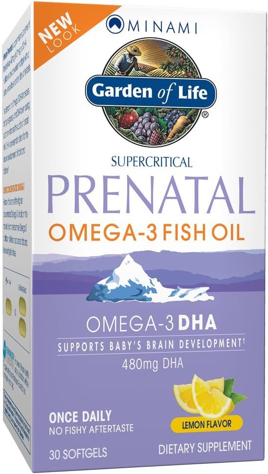 Garden of Life Prenatal DHA Omega 3 Fish Oil Supplement - Minami Natural Prenatal, Lemon, 30 Softgels