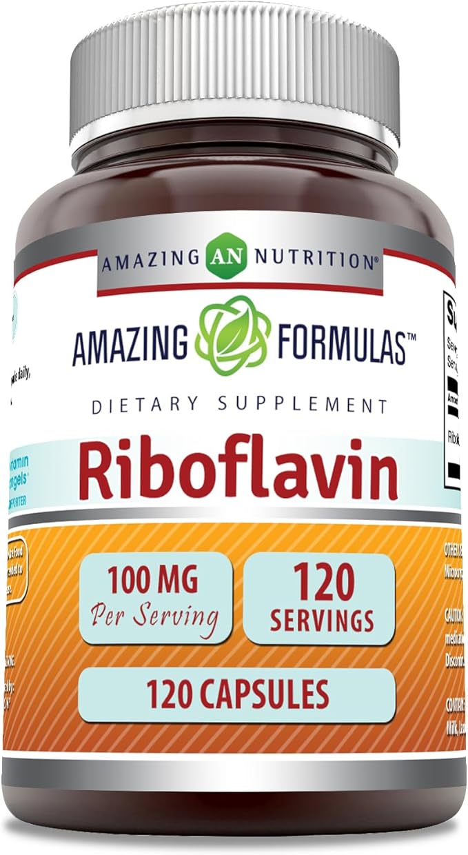 Amazing Formulas Riboflavin (Vitamin B2) Supplement |100 Mg Per Serving | 120 Capsules | Non-GMO | Gluten Free | Made in USA