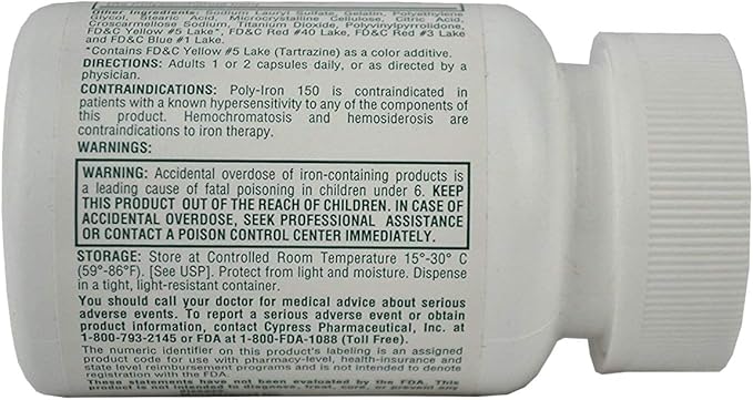 Poly-Iron 150 Capsules Compares To Niferex 150, 100 ea