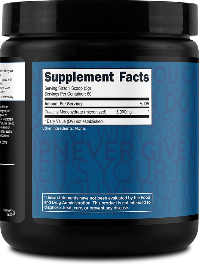 TransformHQ Creatine Monohydrate Powder (60 Servings) Unflavored - 5000mg Per Serving