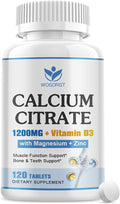 Calcium Citrate 1200mg Supplement with Vitamin D3 for Women and Men - Calcium Magnesium Zinc D3 Supplement for Bone, Teeth, Immune Support, Vegan-Friendly - 120 Tablets