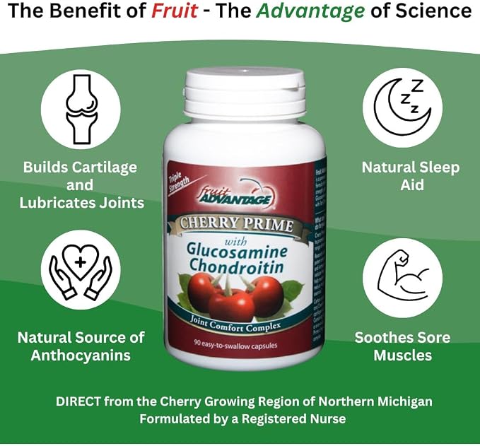 Cherry Prime Montmorency Tart Cherry with Glucosamine & Chondroitin - 90 Capsules (Case of 12)