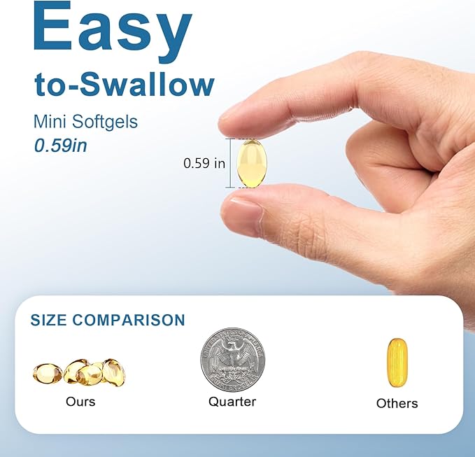 Fish-Oil Omega3-Fatty Acids-Supplement Small-Softgels - 180Count 1440mg for Healthy Heart Brain Eyes Support High EPA DHA Easy to Swallow