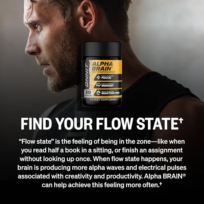 ONNIT Alpha Brain Nootropic Brain Supplement for Focus, Memory, Mental Clarity, Cognitive Support with L-Theanine and Vitamin B6, 30 Count Capsules