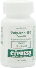 Dietary Supplement - Poly Iron Capsules 150 mg (100 caps per bottle) by Cypress Pharmaceutical #185-01 (1 Bottle of 100 Caps)