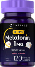 Carlyle Kids Melatonin 1mg | 120 Chewable Tablets | Fruit Flavor | Vegetarian Supplement | Non-GMO, Gluten Free Formula