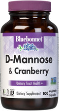 BlueBonnet Nutrition D-Mannose & Cranberry - Fast Acting Urinary Tract Support for Men & Women* - Non-GMO, Vegan, Kosher, Gluten-Free - 100 Vegetable Capsules, 50 Servings