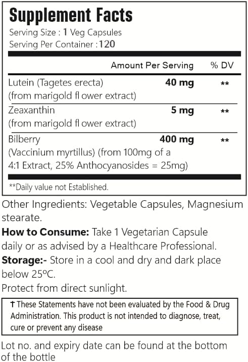 Lutein with Zeaxanthin, Vegan Capsules, 120 Count, 40 mg Lutein + 4 mg Zeaxanthin per Serving, Non-GMO, Gluten-Free (3)