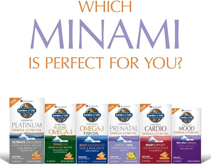 Garden of Life Prenatal DHA Omega 3 Fish Oil Supplement - Minami Natural Prenatal, Lemon, 60 Softgels