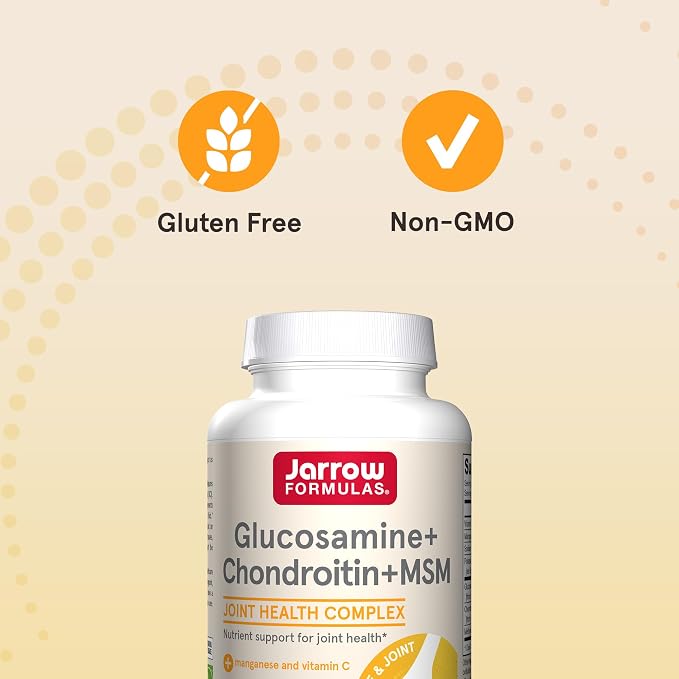 Jarrow Formulas Glucosamine, Chondroitin, and MSM Capsules; Joint Support Supplement with Vitamin C and Manganese, Bone & Joint Health, 240 Capsules, 60 Day Supply