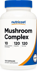 Nutricost Mushroom Complex Supplement, 120 Capsules for 120 Servings per Bottle - 10 Mushroom Blend (Includes Reishi, Maitake, Shiitake, Lion's Mane, and More) - Non-GMO and Gluten Free