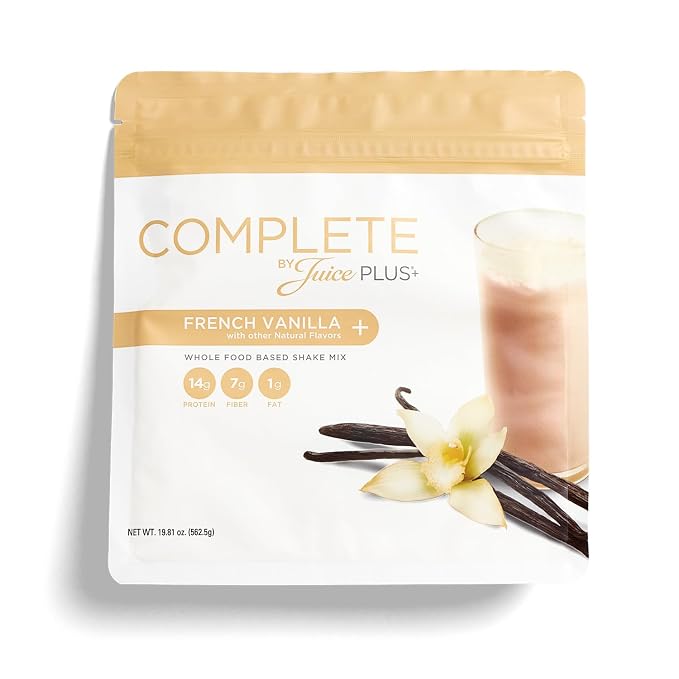 Complete by JuicePlus+ Single Serve French Vanilla Shakes - Plant-Based Nutrition - Whole Food Based Shake Powder with Protein, Fiber & Prebiotics - 30 Servings (2 Pouches, 30 Servings)