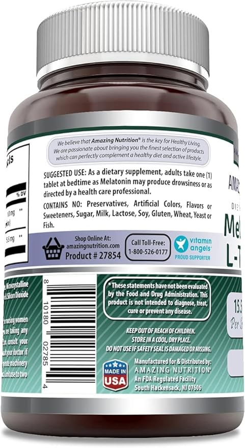 Amazing Formulas Melatonin 10 Mg Plus L-Theanine 5.5 Mg Supplement | Tablets | Non-GMO | Gluten Free | Made in USA | (120 Tablets, Pack of 2)
