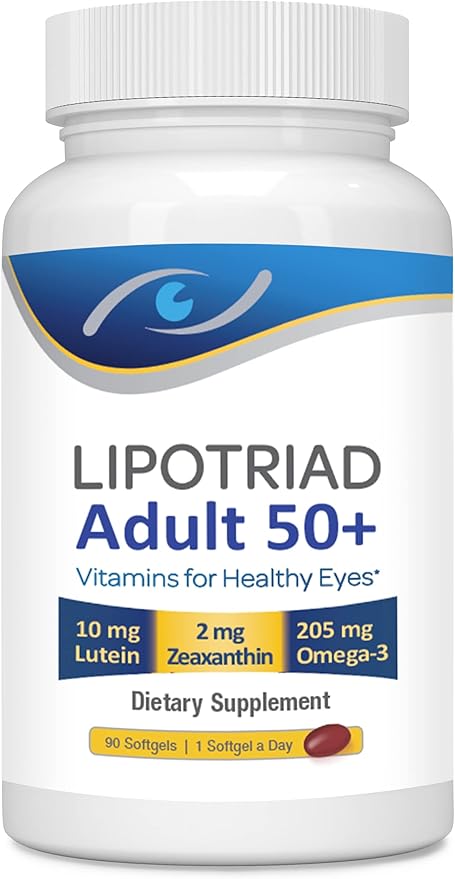 Lipotriad Eye Vitamin and Mineral Supplement - 90 Softgels, 3-Month Supply - Supplement with Lutein, Zeaxanthin and Omega 3 for Healthy Eyes