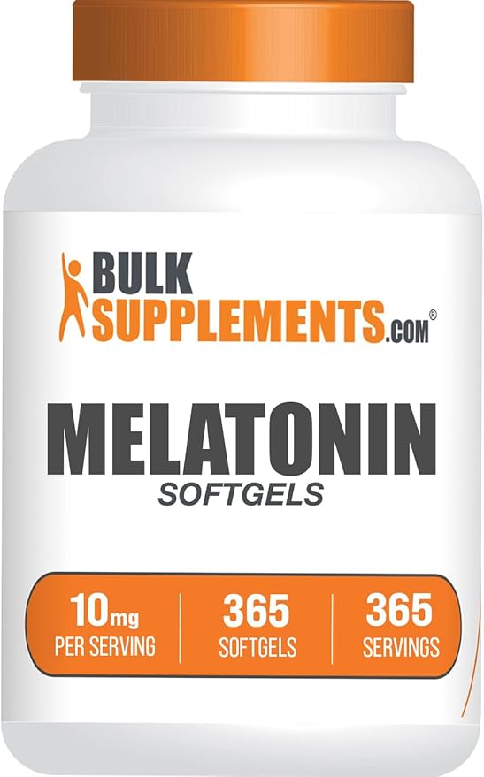 BulkSupplements.com Melatonin 10 mg Softgels for Adults – Sleep Supplement, 10 mg per Serving, Gluten Free, 1 Softgel per Serving, 365 Count (Pack of 1)
