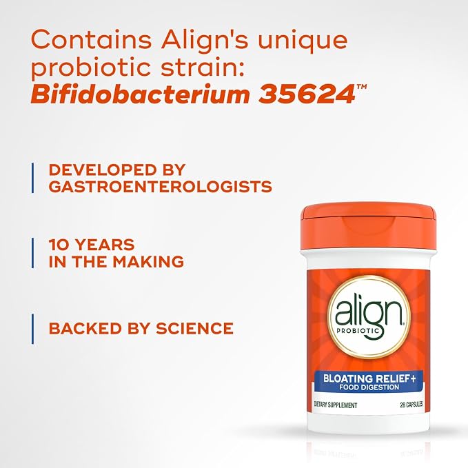 Align Probiotic Bloating Relief + Food Digestion, Probiotics for Women and Men, #1 Doctor Recommended Brand‡, Promotes Digestive Health and Helps Support the Metabolism of Food*, 28 Capsules