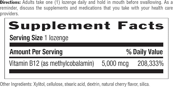 Country Life Methyl B12, Supports Energy & Stamina, 5,000mcg, 60 Lozenges, Certified Gluten Free, Certified Vegan, Certified Non-GMO Verified