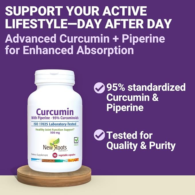 NEW ROOTS HERBAL Turmeric Curcumin Supplement 500mg with Black Pepper Extract - 20x Better Absorption | Coumarin Capsules with 95% Curcuminoids & 95% Piperine (90 Veg Capsules)