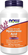 NOW Foods Supplements, Hyaluronic Acid 100 mg, Double Strength with L-Proline, Alpha Lipoic Acid and Grape Seed Extract, 180 Veg Capsules (1)