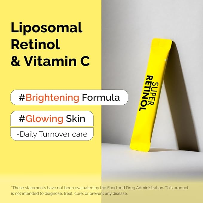VITALBEAUTIE Super Retinol - Ingestible Liposomal Retinol & Vitamin C 1000mg Powder - Vegan K-Beauty Skin Supplement for Radiant Glass Skin & Tone, Dark Spot Care, 30 Packets