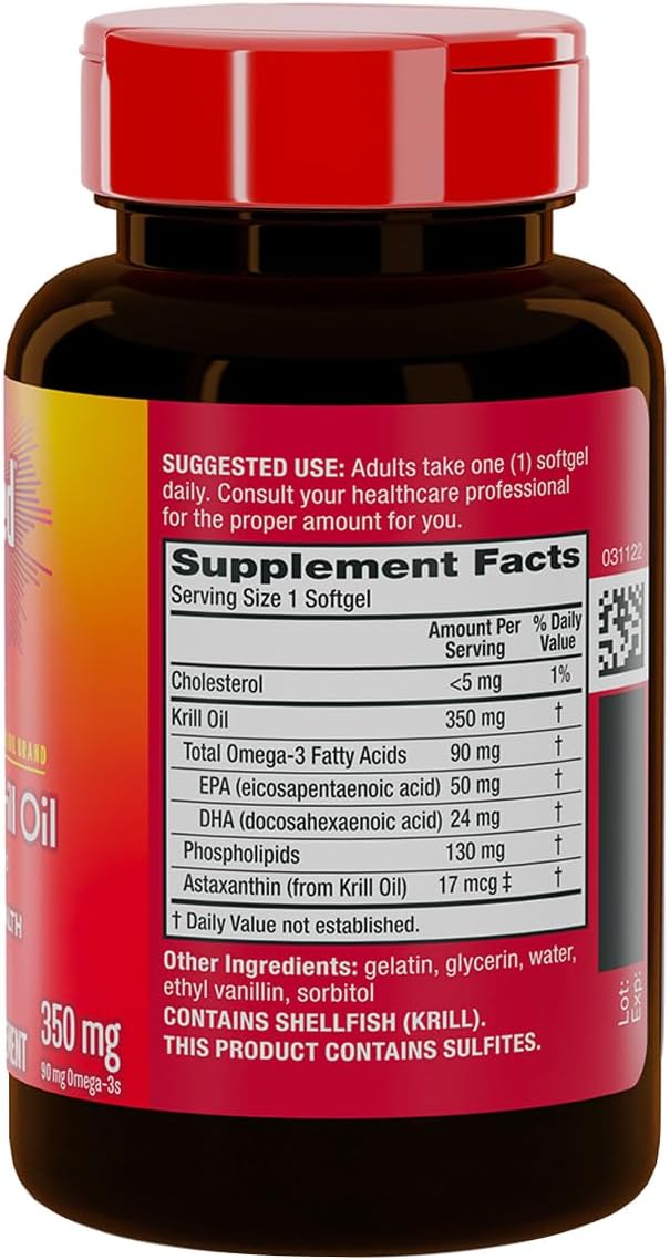 MegaRed 350mg Omega 3 Supplement with EPA/DHA, Astaxanthin & Phospholipids, No Fish Oil Aftertaste Supports Heart, Brain, Joint and Eye Health, 120 Count Softgels (2 Pack)
