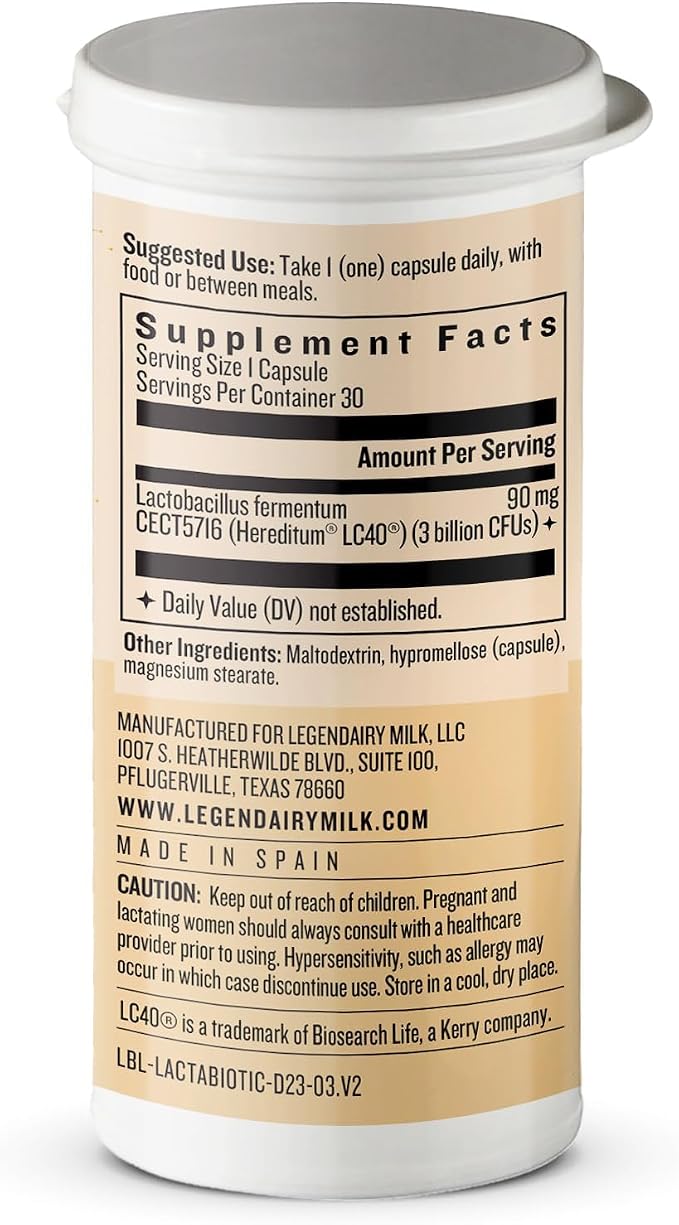 Legendairy Milk Lacta-Biotic Breastfeeding Probiotic | Lactation Supplements | Breast and Gut Health for Mom and Infant Immune Health for Baby | Daily Supplement for Healthy Lactation | 30 Count