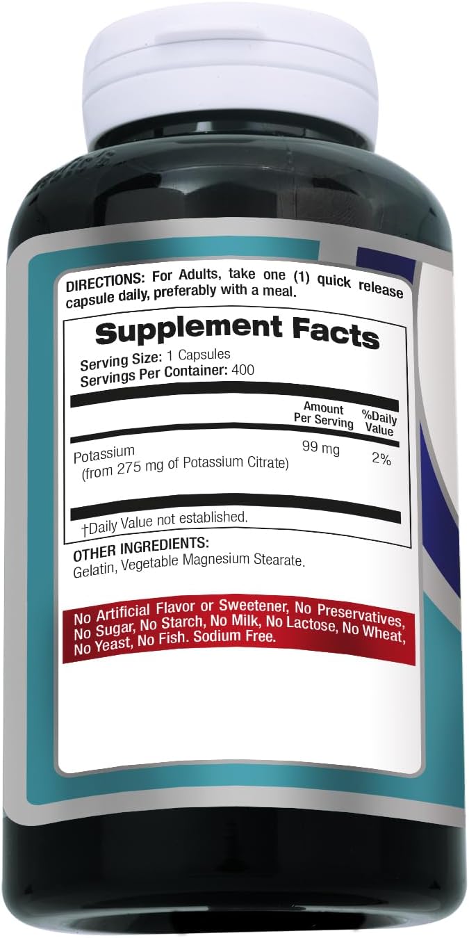 FITO Medic’S Lab Potassium Citrate Supplement, 400 Capsules, Potassium Formula