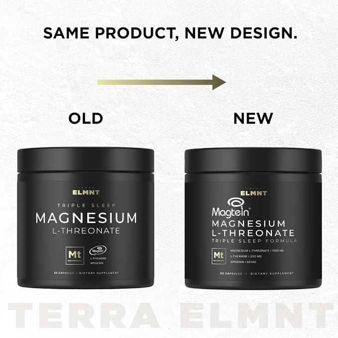 Triple Sleep Magnesium L-Threonate w. Apigenin, Theanine & Magtein Magnesium L Threonate - High Absorption Magnesium Supplement Capsules for Men and Women Magnesium Powder Pills