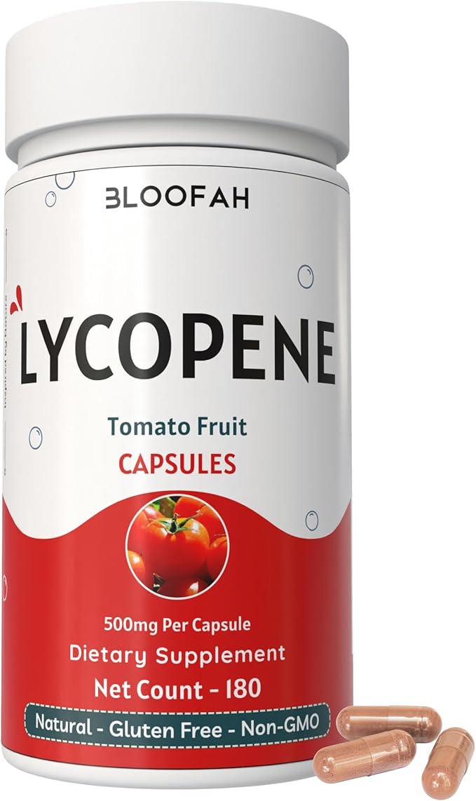 Lycopene Supplement Capsules 500mg – Tomato Fruit Powder with Natural Lycopene for Antioxidant & Daily Wellness Support | Gluten Free, Non-GMO Lycopene Supplements for Men