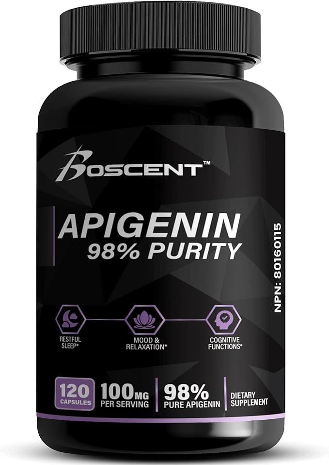 Apigenin Supplement 100mg from Chamomile Extract 120 Count - 98% purity- Apigenin Supplement for Sleep, Mood, Cognition, Prostate health - Excellent sleep aid, Non-GMO, No Fillers - 4-Month Supply