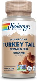 SOLARAY Fermented Turkey Tail Mushroom Supplement 1000mg - Overall Wellness Support - Turkey Tail Mushroom Capsules with Organic Mushrooms - Vegan, Non-GMO, Lab Verified, 60-Day Guarantee, 30 Servings