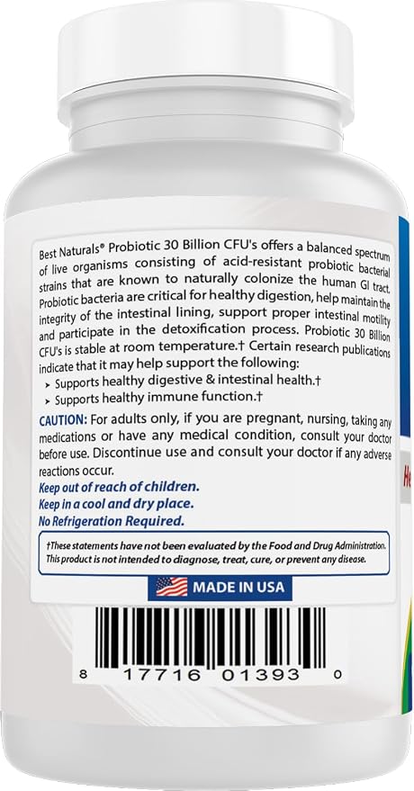 Best Naturals Probiotic 10 Strains 30 Billion Shelf Stable 120 Veggie Caps (120 Count (Pack of 3))