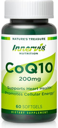 High Absorption CoQ10 200mg Softgels for Heart Health & Energy Metabolism - Potent Antioxidant Supplement for Statin Users - 30 Day Supply by Innervis Nutrition