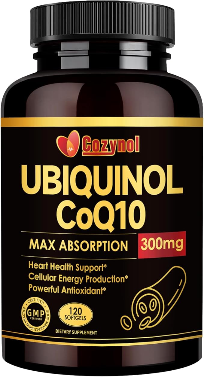 Ubiquinol CoQ10-300mg-Softgels with Vitamin E & Omega 3, Coenzyme Q10 Supplement High Absorption Support Heart Health & Energy-Production, Powerful-Antioxidant 120 Servings 4 Month Supply