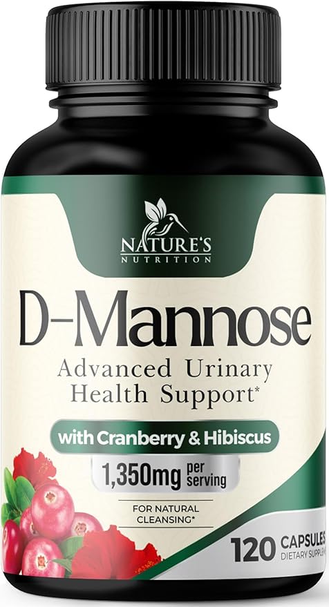 D-Mannose 1000mg Per Serving - Cranberry & Hibiscus - Effective Fast-Acting, Flush The Impurities for Bladder, Urinary Tract Health Support Supplement, for Women and Men, USA Bottled - 120 Capsules