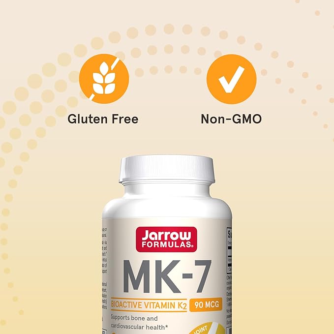 Jarrow Formulas MK-7 90 mcg - Bioactive Form of Vitamin K2-90 Servings (Softgels) - for Bone & Cardiovascular Health - Vitamin K2 MK-7 Dietary Supplement - Gluten-Free