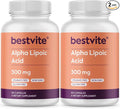 BESTVITE Alpha Lipoic Acid 300mg per Capsule (240 Capsules) (120 x 2) No Stearate - No Flow Agents - Non GMO - Gluten Free