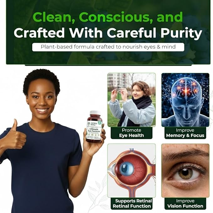 Natural Nutra Ultimate Eye Health Supplement - Bilberry & Blueberry Extract Blend for Day and Night Vision Support, Promotes Color Perception & Eye Clarity - Non-GMO, Gluten-Free, Vegan - 30 Capsules