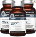 Quality of Life AHCC Kinoko Platinum 750 mg – Premium Immune Support Supplement, Pack of 3-60 Count Bottles