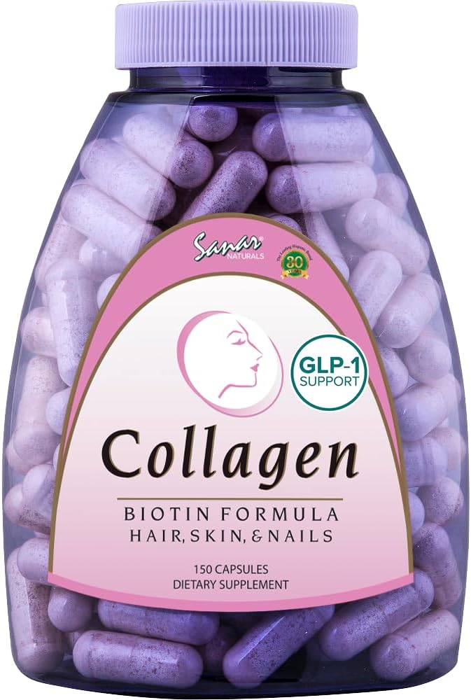 Sanar Naturals Collagen Pills with Biotin, Vitamin C - Supports Healthy Hair, Skin and Nails - Boost Hair Growth & Strong Nails - Collagen Biotin Supplement, 150 Capsules