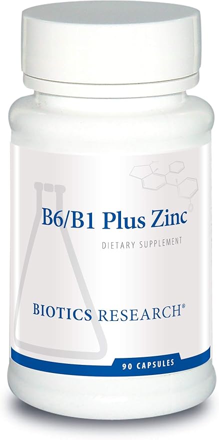 Biotics Research B6 B1 Plus Zinc Supplies Active Forms of B Vitamins, 5mg of Highly bioavailable Form of zinc, Aids in Activity of Over 300 Different zinc Dependent enzymes 90 Capsules