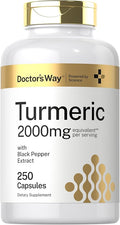 Doctor's Way Turmeric Curcumin Supplement | 250 Capsules | with Black Pepper Extract | 95% Curcuminoids | Non-GMO, Gluten Free Complex