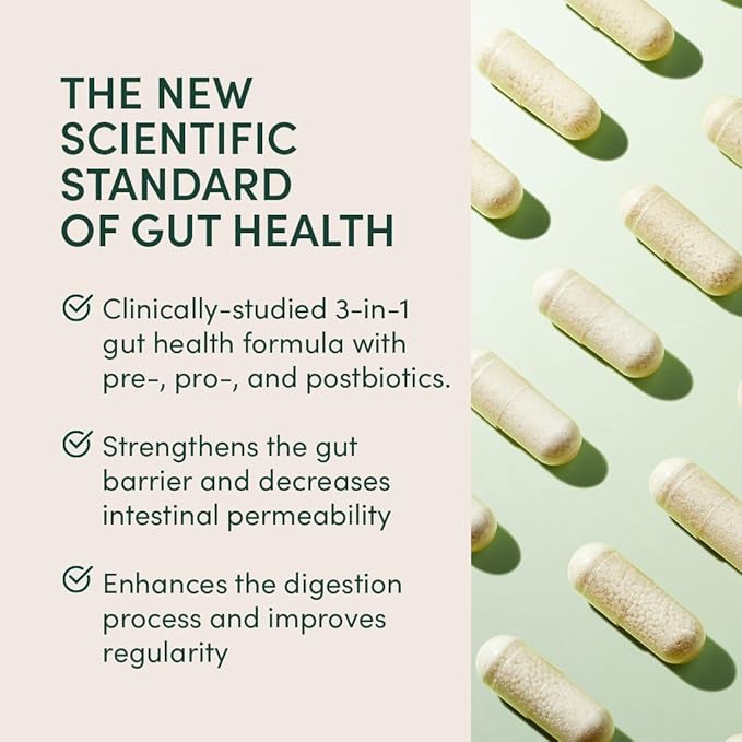 Beekeeper's Naturals Complete Gut Health, 3-in-1 Prebiotic, Postbiotic, Probiotics for Digestive Health & Bloating Relief for Women & Men, Propolis Powered, Gluten-Free Vegan Capsules, 28ct